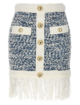 Fringed tweed skirt