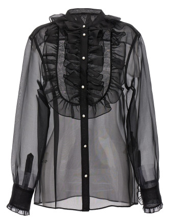 Plastron and ruffle shirt