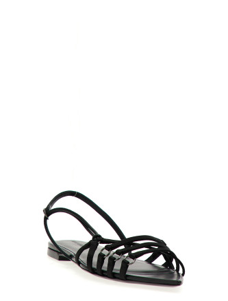 Satin and leather sandals #