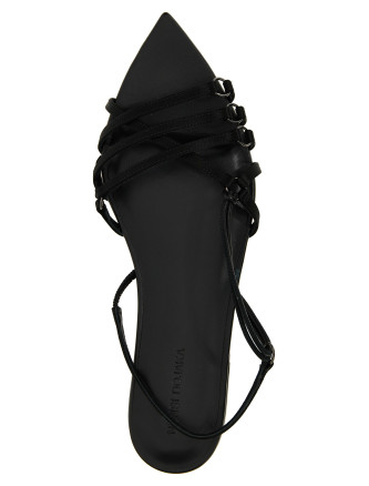 Satin and leather sandals #