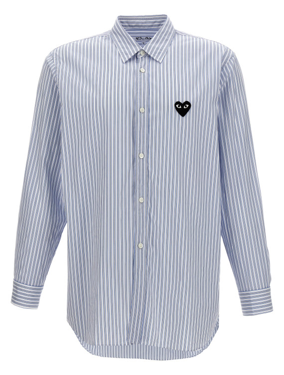 Logo patch striped shirt #1