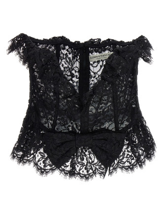 Lace bow bustier top