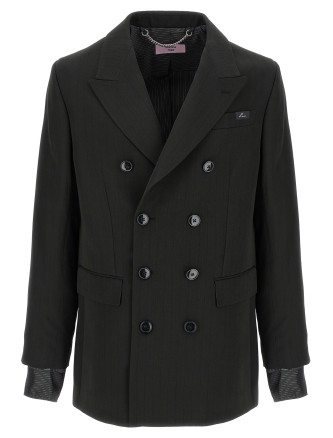 Striped double-breasted blazer