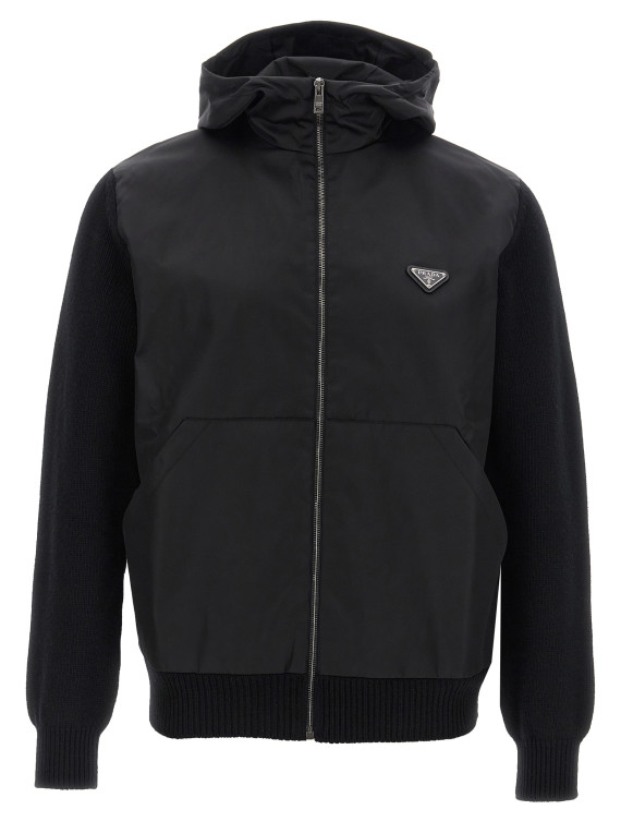 Logo bimaterial cardigan #1