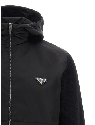 Logo bimaterial cardigan #