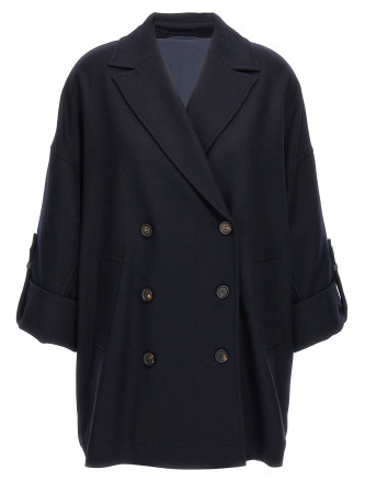 'Shiny Cuff Details' caban coat