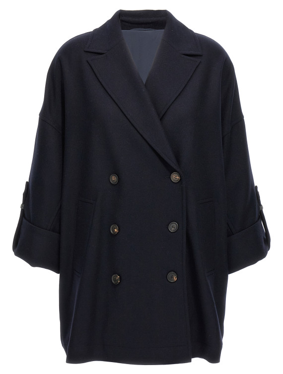 'Shiny Cuff Details' caban coat #1