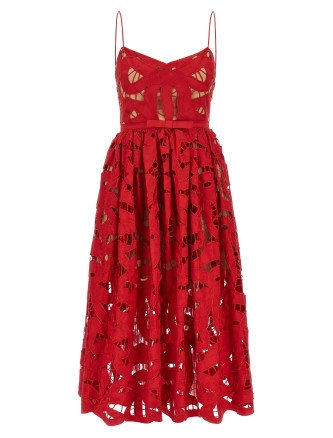 'Red Bow Embroidered Midi' dress