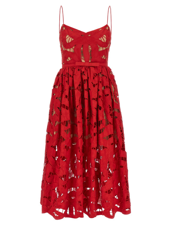'Red Bow Embroidered Midi' dress #1