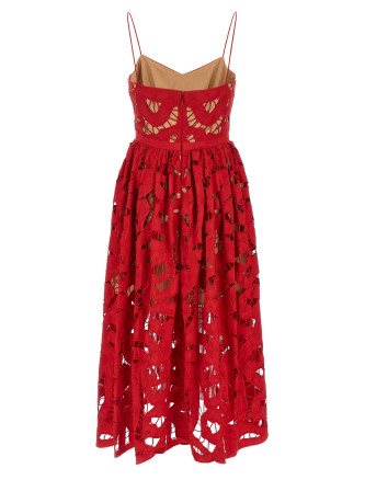 'Red Bow Embroidered Midi' dress #