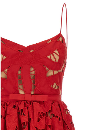 'Red Bow Embroidered Midi' dress #