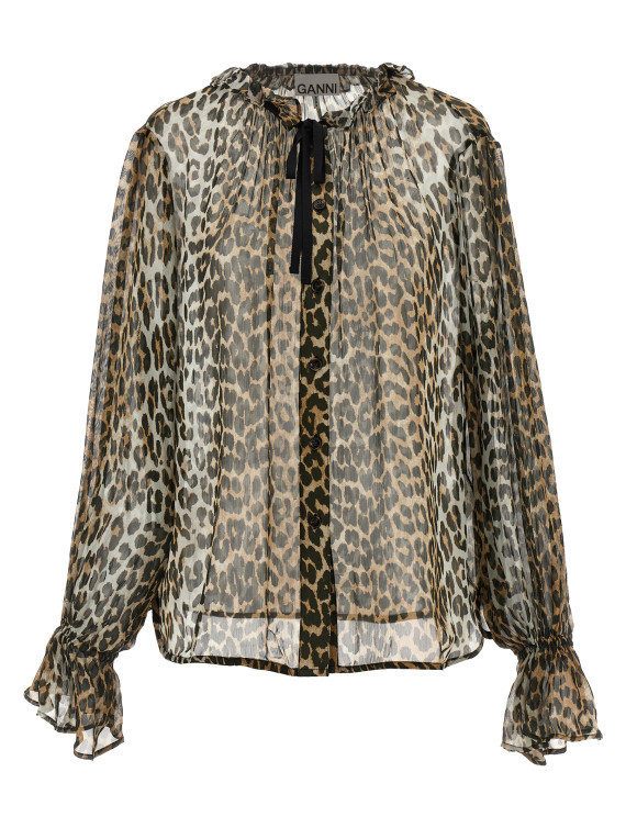 'Leopard Print Chiffon Tie String' shirt #1