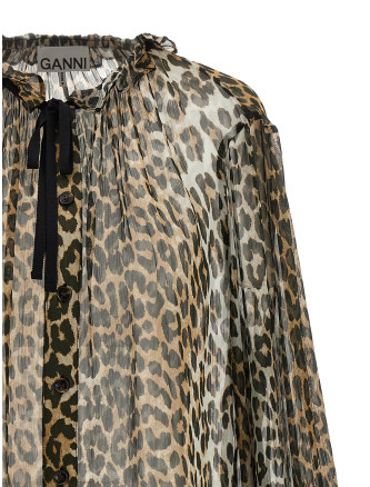 'Leopard Print Chiffon Tie String' shirt #