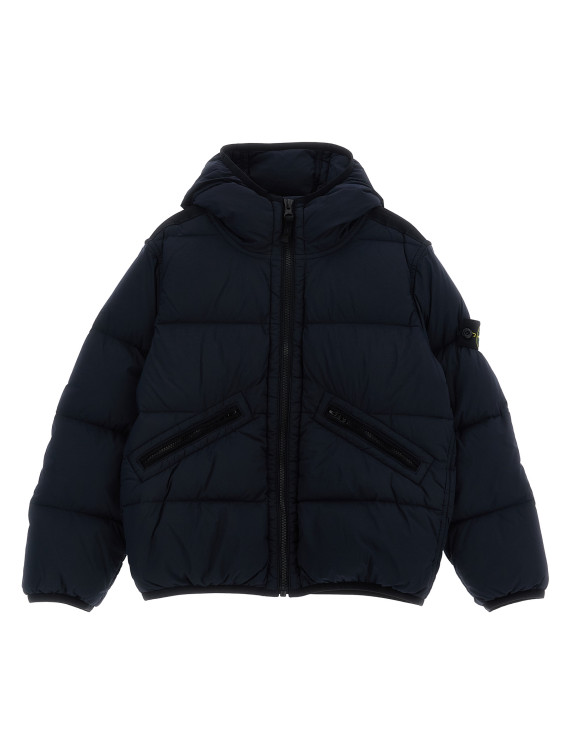 Logo patch hooded down jacket #1