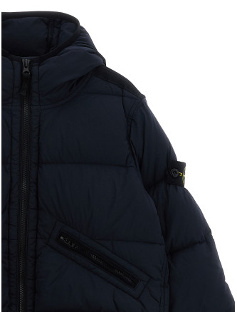 Logo patch hooded down jacket #