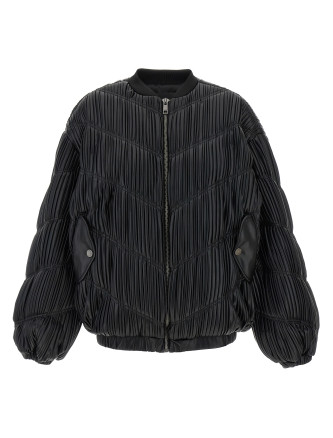 Pleated bomber jacket