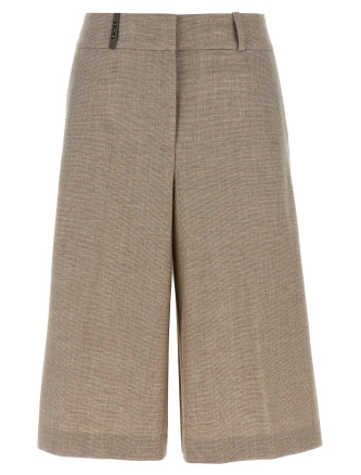 Micro houndstooth long bermuda shorts