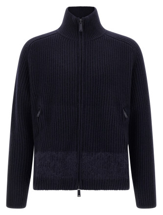 Carded wool insert cardigan