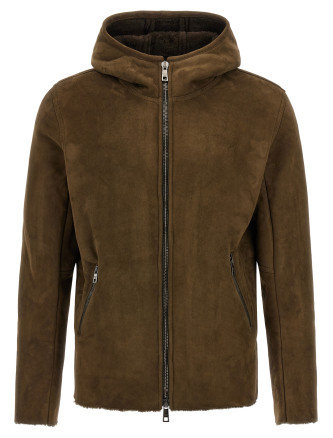 Shearling hooded jacket
