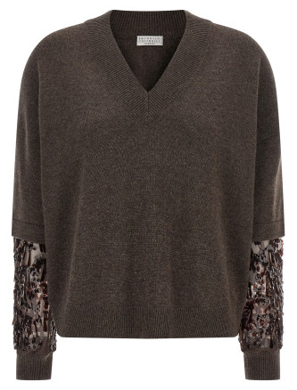 Sequin sleeve sweater