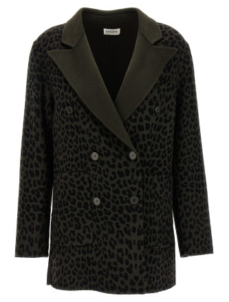 Animal print double-breasted blazer