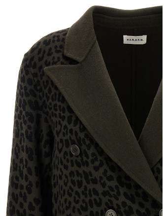Animal print double-breasted blazer #
