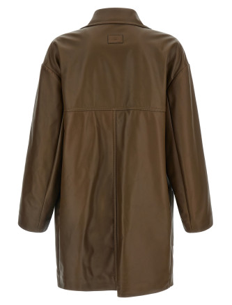 Double-breasted leather coat #