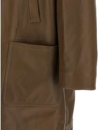 Double-breasted leather coat #