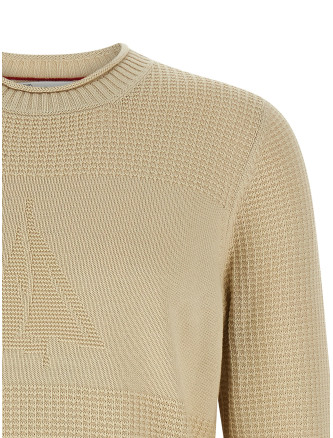 Waffle stitch cotton sweater #