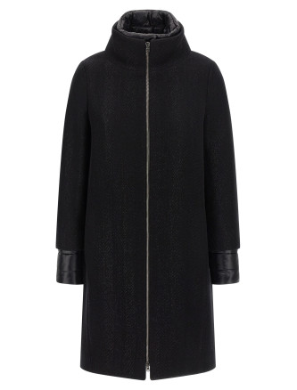 Lamé thread and wool coat
