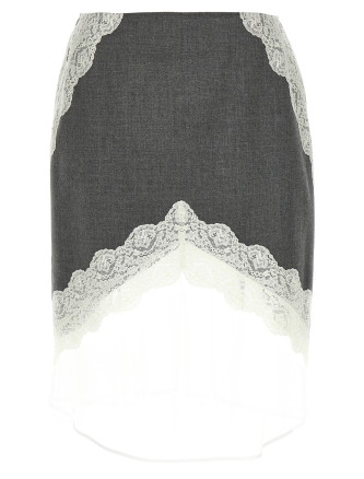 Organza lace wool skirt