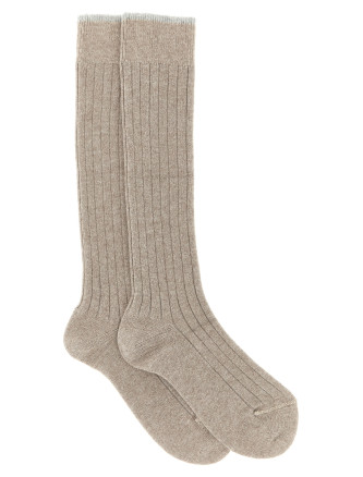 Ribbed cashmere socks