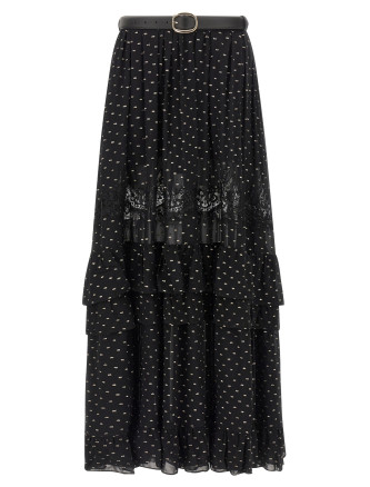 'Black And Gold Chiffon Lace Maxi' skirt