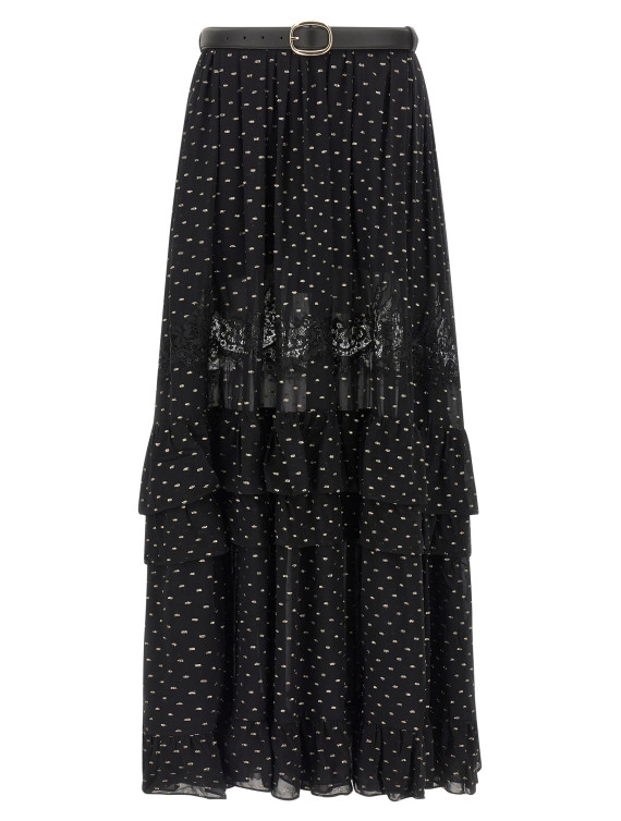 'Black And Gold Chiffon Lace Maxi' skirt #1