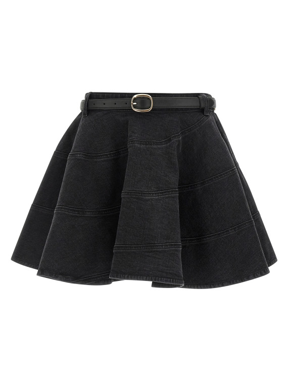 'Black Flared Denim Mini' skirt #1