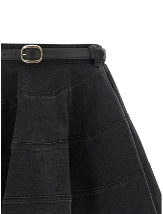 'Black Flared Denim Mini' skirt #