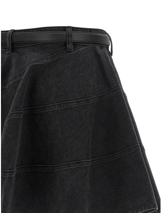 'Black Flared Denim Mini' skirt #
