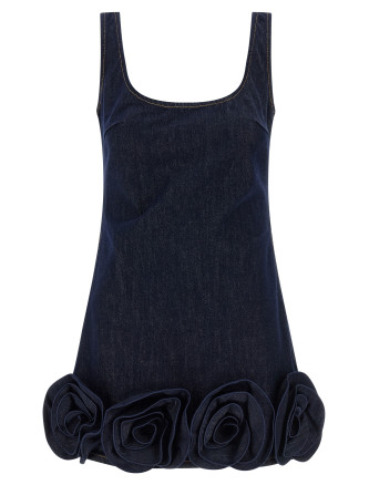 'Indigo Denim 3D Flower Mini' dress