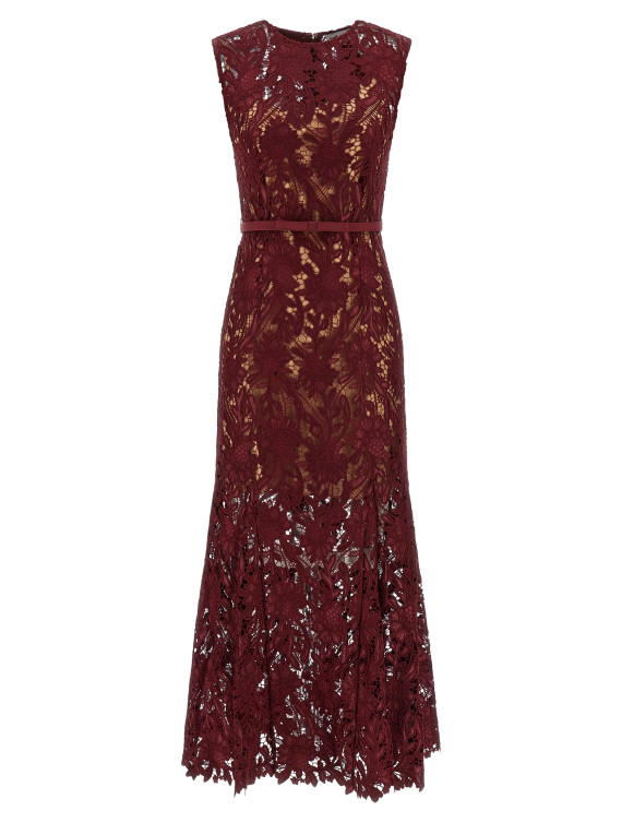 'Burgundy Guipure Lace Midi' dress #1