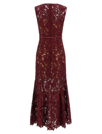 'Burgundy Guipure Lace Midi' dress #