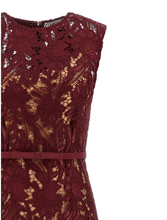 'Burgundy Guipure Lace Midi' dress #