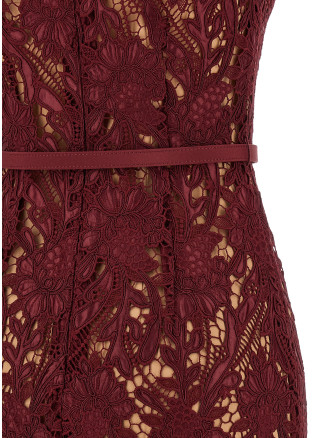 'Burgundy Guipure Lace Midi' dress #