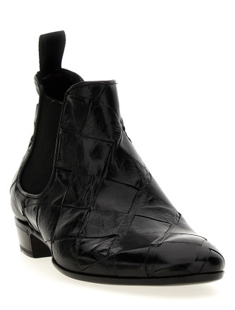 Braided leather ankle boots #