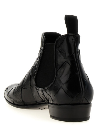 Braided leather ankle boots #