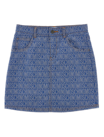 'Logo' denim skirt