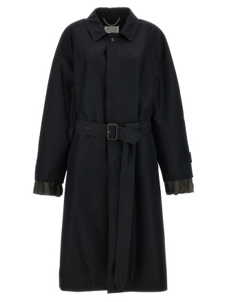 Long single-breasted trench coat