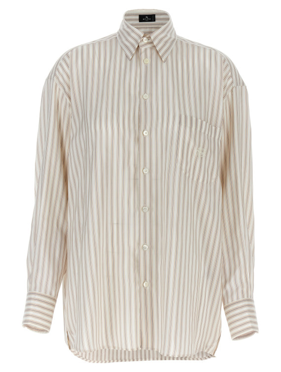 Logo embroidery striped shirt #1