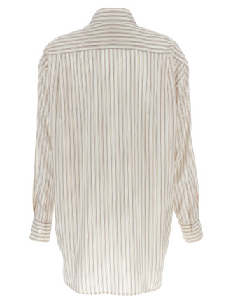 Logo embroidery striped shirt #