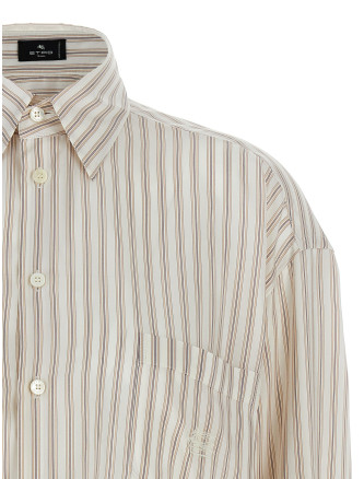 Logo embroidery striped shirt #