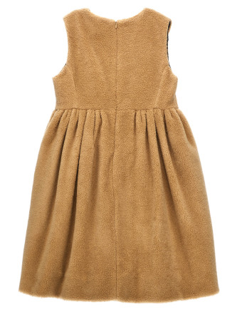 Faux fur logo embroidery dress #